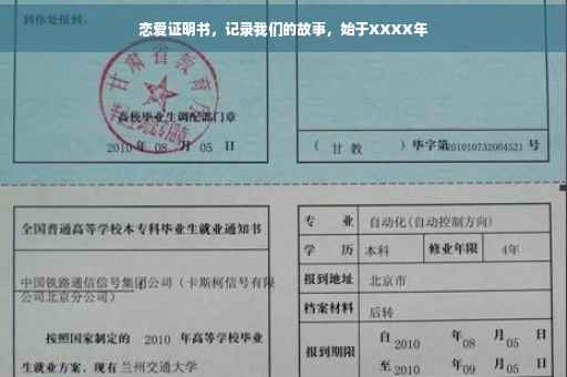 恋爱证明书，记录我们的故事，始于XXXX年