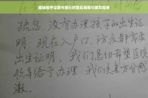 揭秘收押证明书银行的背后真相与撰写指南