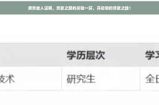 房贷收入证明，贷款之路的关键一环，开启您的贷款之旅！
