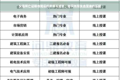 父母双亡证明书背后的悲痛与成长，如何书写失去至亲的历程