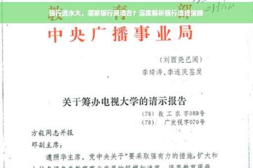 银行流水大，哪家银行更适合？深度解析银行选择策略
