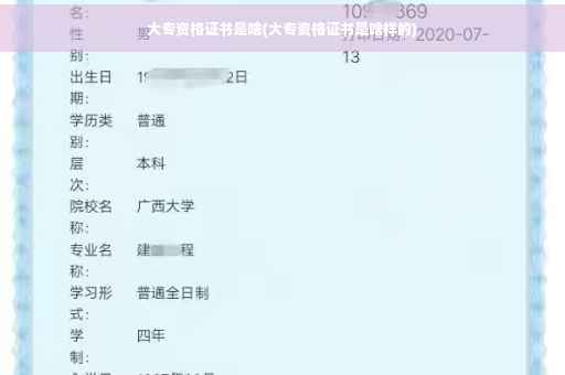 大专资格证书是啥(大专资格证书是啥样的)