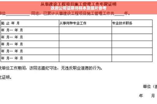 政府公司证明书样本及图片参考