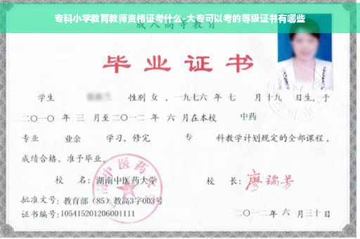 专科小学教育教师资格证考什么-大专可以考的等级证书有哪些 专科小学教育教师资格证考什么-大专可以考的等级证书有哪些