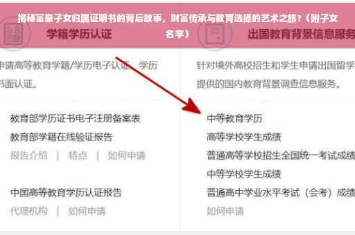 揭秘富豪子女归属证明书的背后故事，财富传承与教育选择的艺术之旅?（附子女名字）