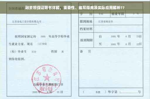 融资担保证明书详解，重要性、编写指南及实际应用解析??