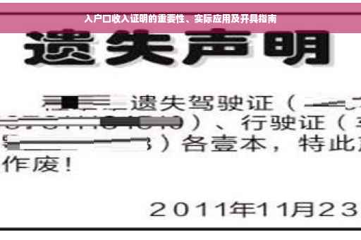 入户口收入证明的重要性、实际应用及开具指南
