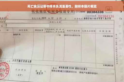 死亡病历证明书样本及其重要性，附样本图片概览