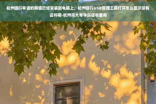 杭州银行申请的网银已经安装到电脑上，杭州银行USB管理工具打开怎么显示没有证书呢-杭州市大专学历证书查询