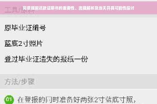 同意提前还款证明书的重要性、流程解析及当天开具可能性探讨