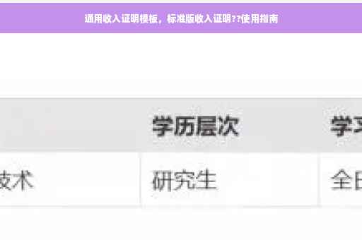 通用收入证明模板，标准版收入证明??使用指南