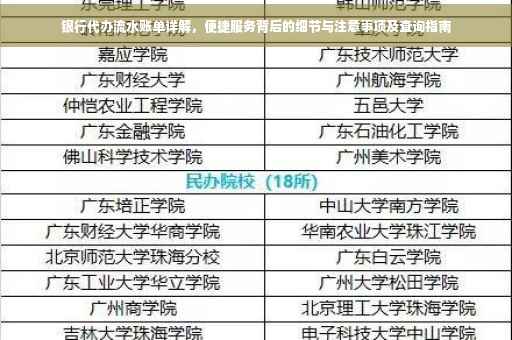 银行代办流水账单详解，便捷服务背后的细节与注意事项及查询指南