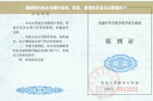 揭秘银行流水与银行回单，区别、重要性及常见问题解析??