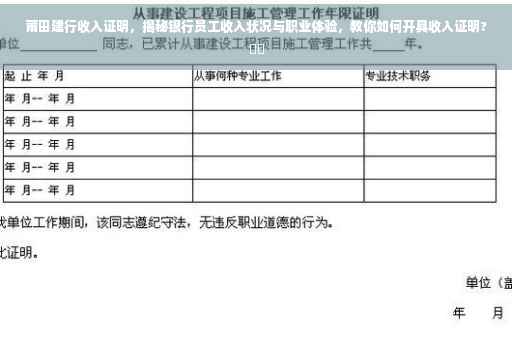 莆田建行收入证明，揭秘银行员工收入状况与职业体验，教你如何开具收入证明?⚡️
