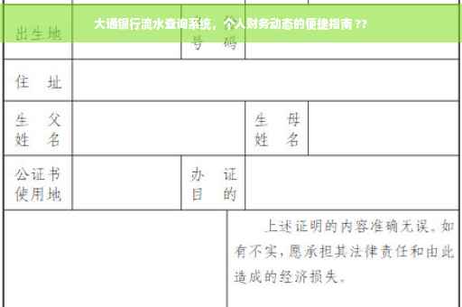 大通银行流水查询系统，个人财务动态的便捷指南 ??