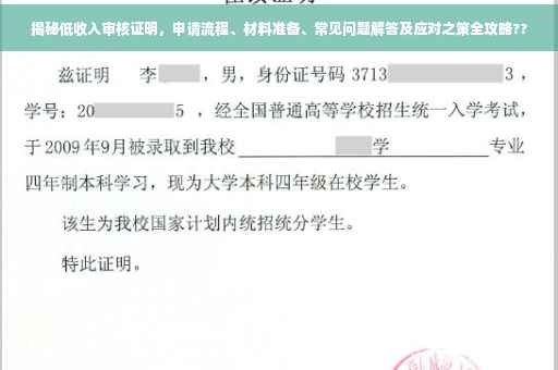 揭秘低收入审核证明，申请流程、材料准备、常见问题解答及应对之策全攻略??