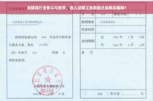 自媒体行业奋斗与收获，收入证明工资税前还是税后揭秘？