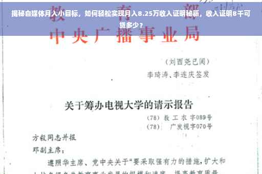 揭秘自媒体月入小目标，如何轻松实现月入8.25万收入证明秘籍，收入证明8千可贷多少？