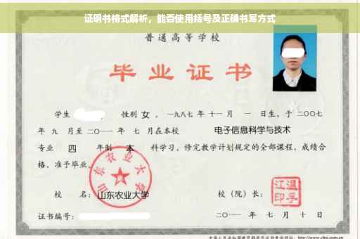 证明书格式解析，能否使用括号及正确书写方式