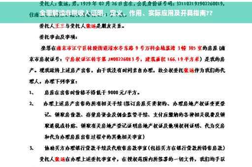全面解读非税收入证明，定义、作用、实际应用及开具指南??