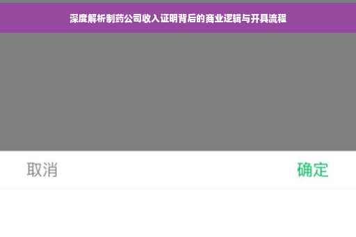 深度解析制药公司收入证明背后的商业逻辑与开具流程