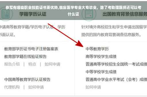 参军有哪些职业技能证书更优势,临床医学专业大专毕业，除了考助理医师还可以考什么证