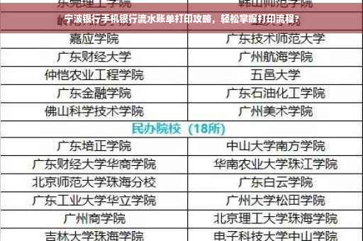 宁波银行手机银行流水账单打印攻略，轻松掌握打印流程?