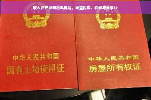 收入财产证明材料详解，涵盖内容、种类与要求??