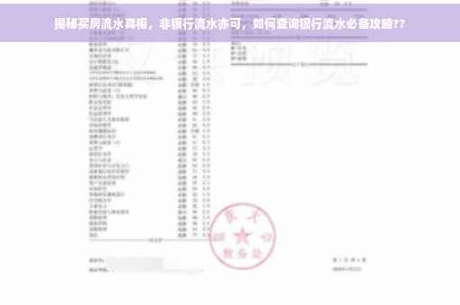 揭秘买房流水真相，非银行流水亦可，如何查询银行流水必备攻略??