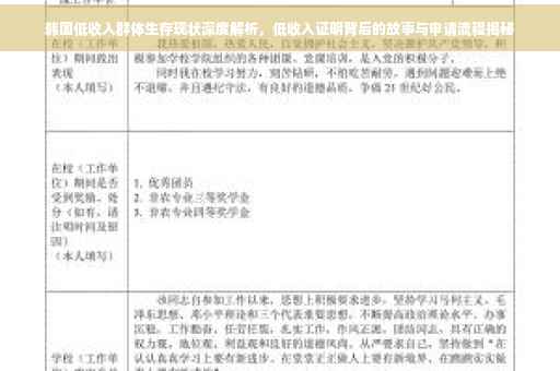 韩国低收入群体生存现状深度解析，低收入证明背后的故事与申请流程揭秘