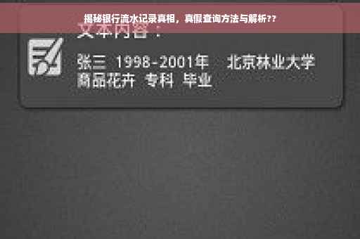 揭秘银行流水记录真相，真假查询方法与解析??