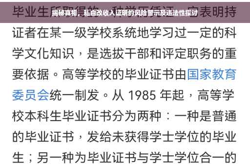 揭秘真相，私自改收入证明的风险警示及违法性探讨
