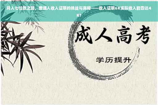 月入七位数之路，普通人收入证明的挑战与真相——收入证明6K实际收入能否达4K？