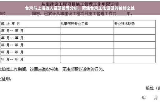 台湾与上海收入证明差异分析，聚焦台湾工作证明的独特之处