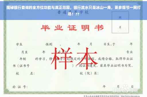 揭秘银行查询的全方位功能与真正范围，银行流水只是冰山一角，更多细节一网打尽！??