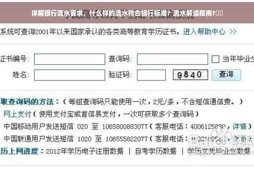 详解银行流水要求，什么样的流水符合银行标准？流水解读指南?⚡️
