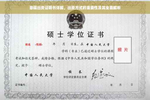 章程出资证明书详解，出资方式的重要性及其全面解析