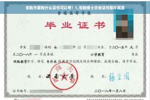 生物方面有什么证书可以考！1,生物博士毕业证书图片高清