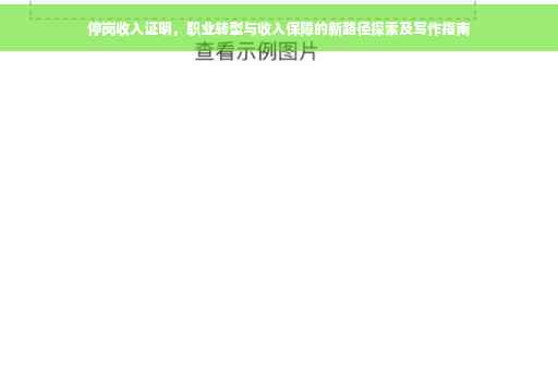 停岗收入证明，职业转型与收入保障的新路径探索及写作指南