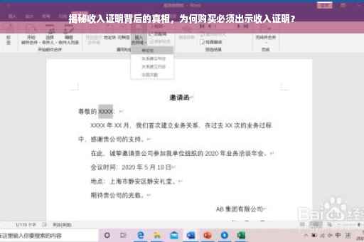 揭秘收入证明背后的真相，为何购买必须出示收入证明？