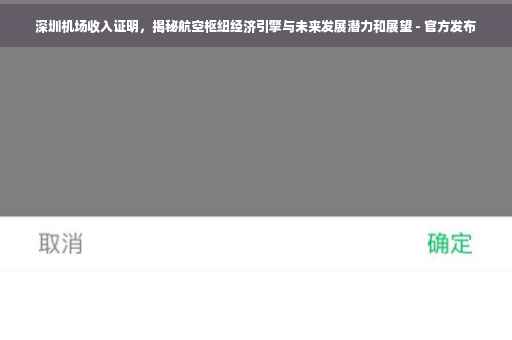 深圳机场收入证明，揭秘航空枢纽经济引擎与未来发展潜力和展望 - 官方发布