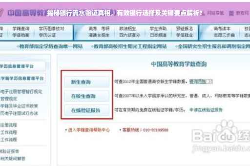 揭秘银行流水验证真相，有效银行选择及关键要点解析?