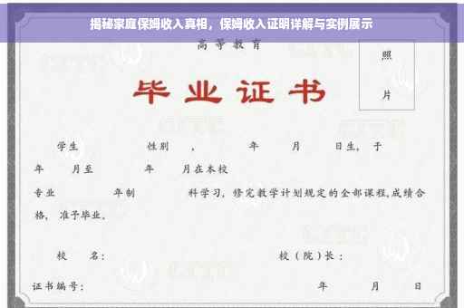 揭秘家庭保姆收入真相，保姆收入证明详解与实例展示