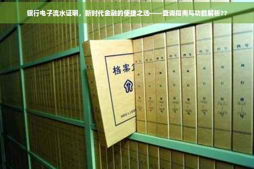 银行电子流水证明，新时代金融的便捷之选——查询指南与功能解析??