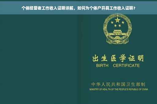 个体经营者工作收入证明详解，如何为个体户开具工作收入证明？
