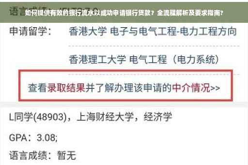 如何提供有效的银行流水以成功申请银行贷款？全流程解析及要求指南?