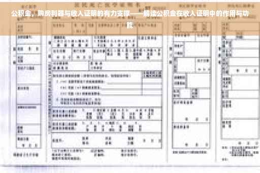 公积金，购房利器与收入证明的有力支撑——解读公积金在收入证明中的作用与功能