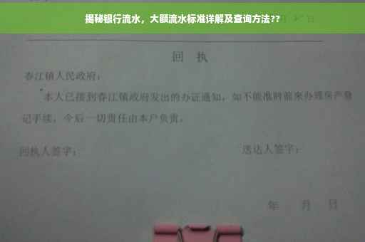 揭秘银行流水，大额流水标准详解及查询方法??