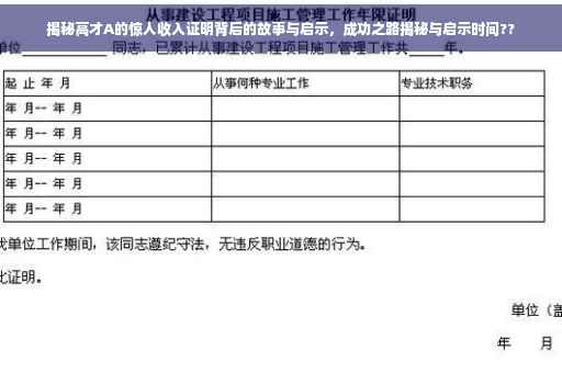 揭秘高才A的惊人收入证明背后的故事与启示，成功之路揭秘与启示时间??