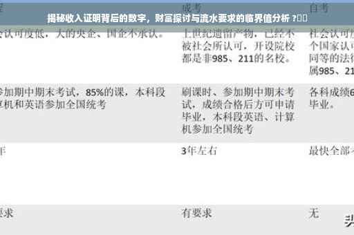 揭秘收入证明背后的数字，财富探讨与流水要求的临界值分析 ?⚡️